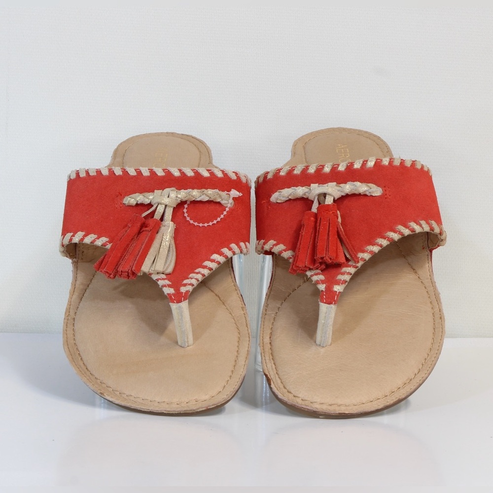Aerosoles Women's Book of Style Flip-Flop Red Leather Thong Flat Sandals NWOT